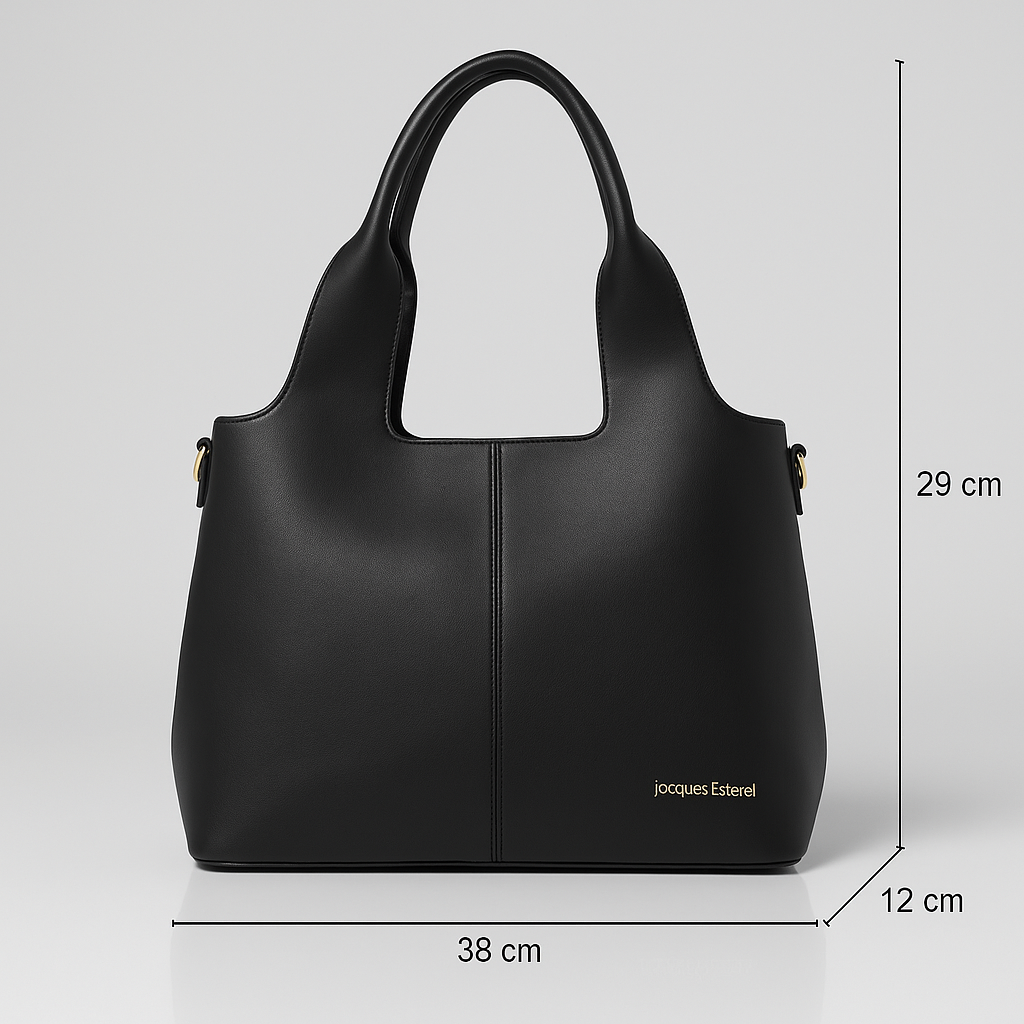 Jacques Esterel Black Leather Tote Handbag