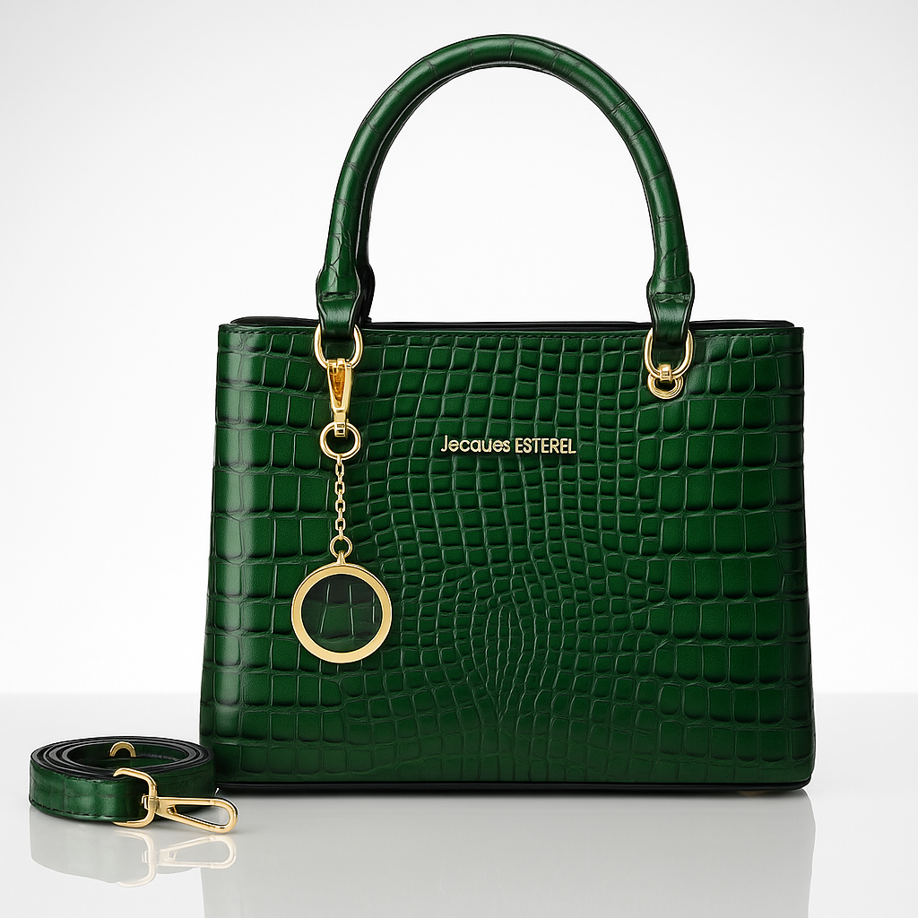 Jacques Esterel Green Croc-Embossed Handbag