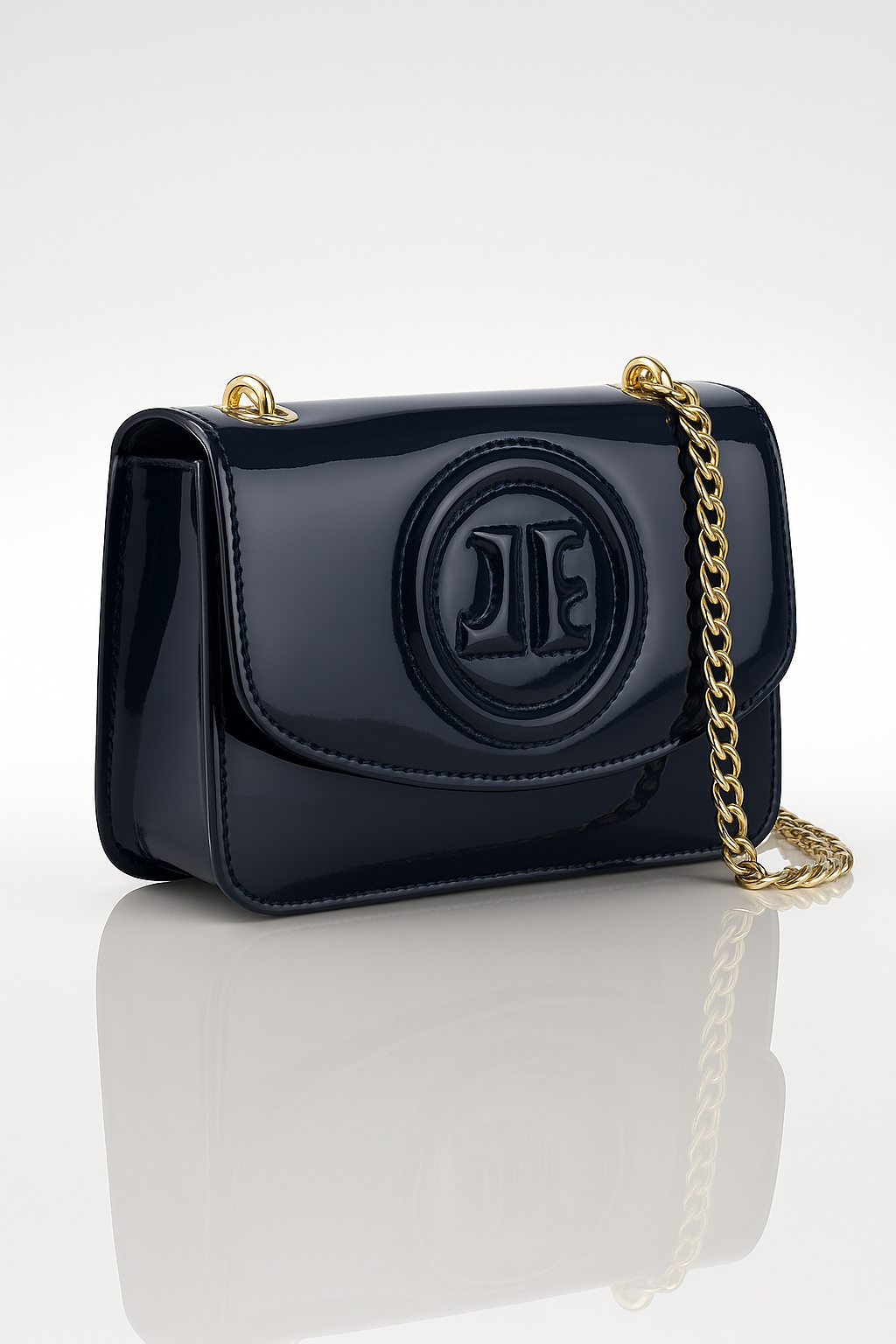 Jacques Esterel Navy Patent Leather Shoulder Bag