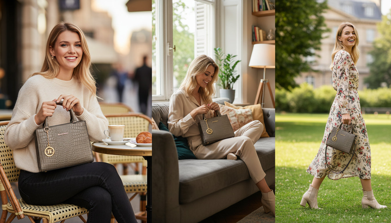 Jacques Esterel Silver Croc-Embossed Handbag