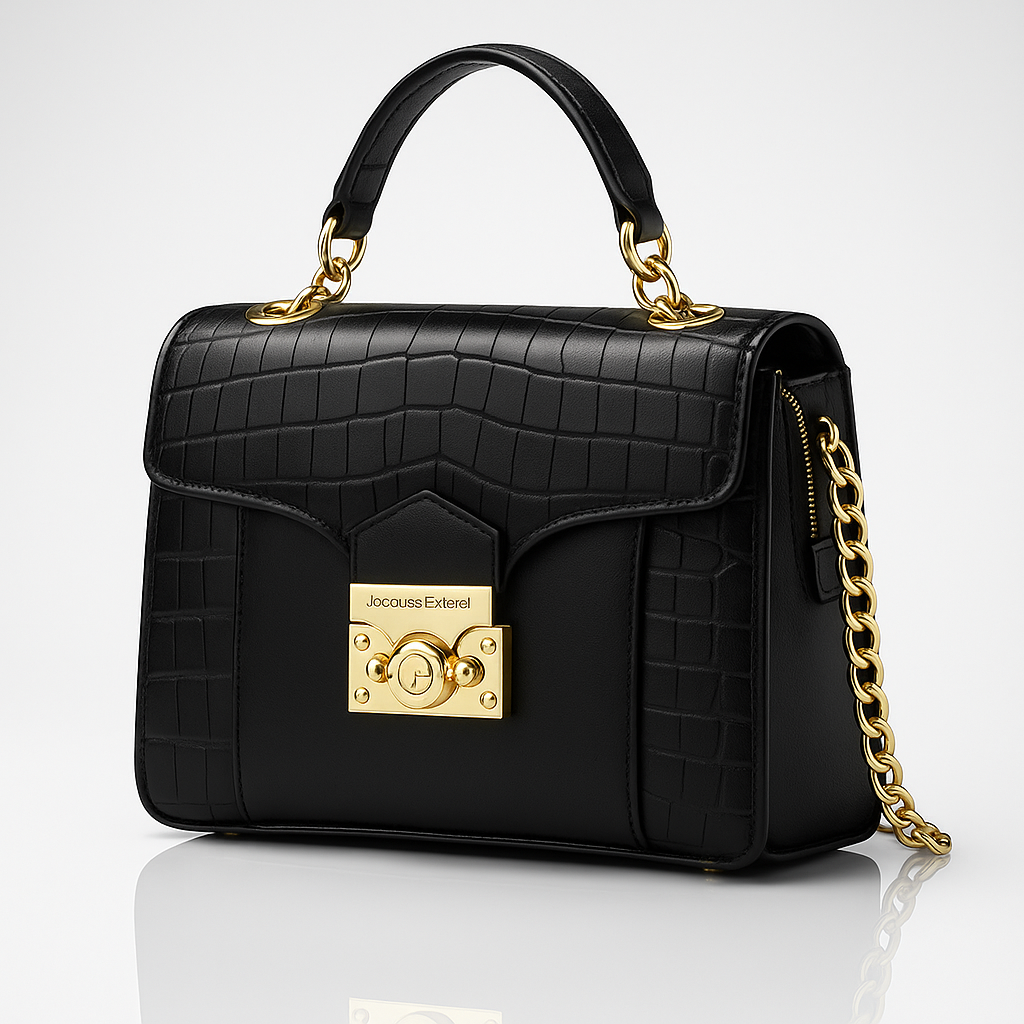 Jacques Esterel Black Croc-Embossed Handbag
