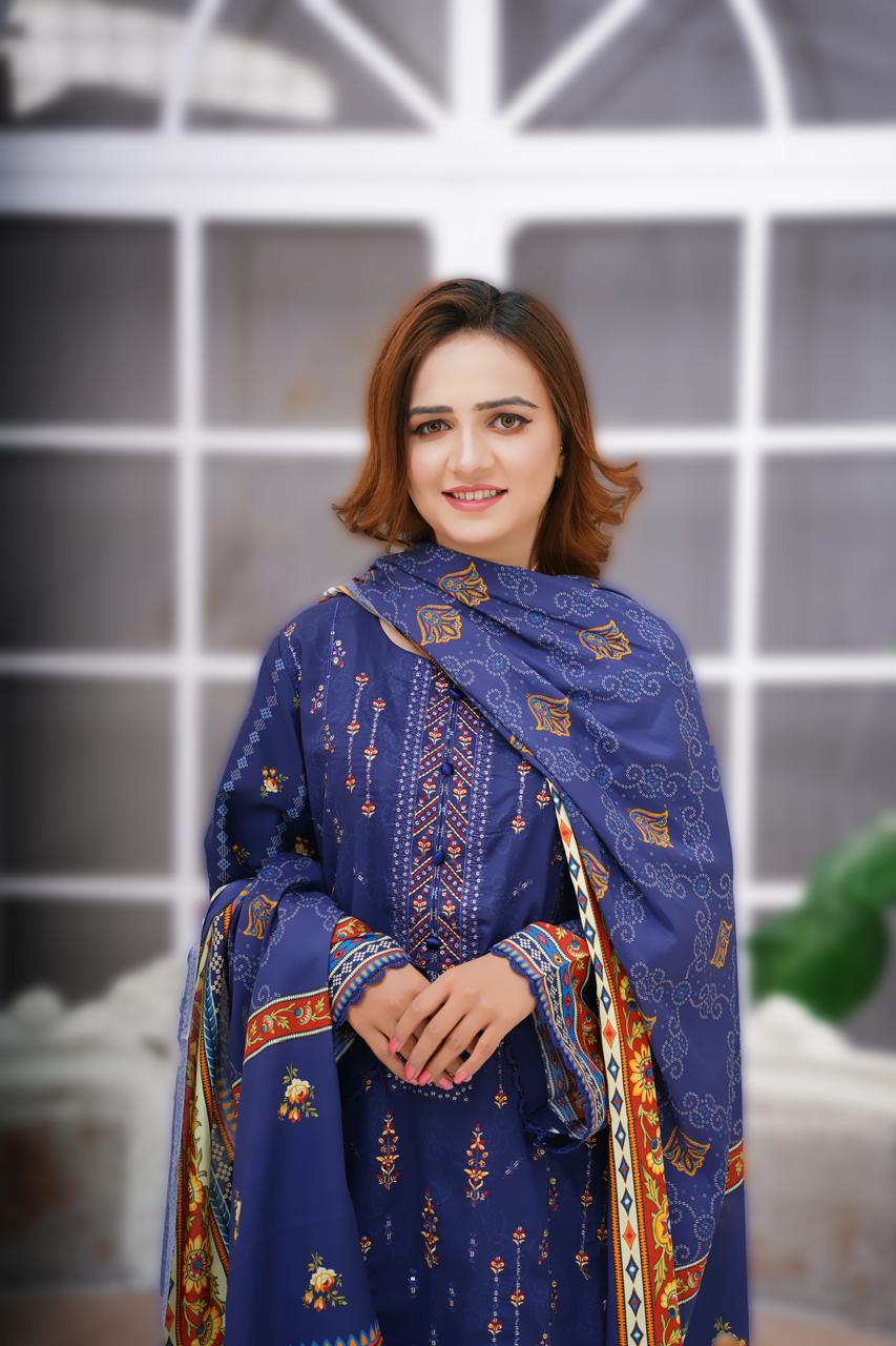Traditional Blue Embroidered Suit