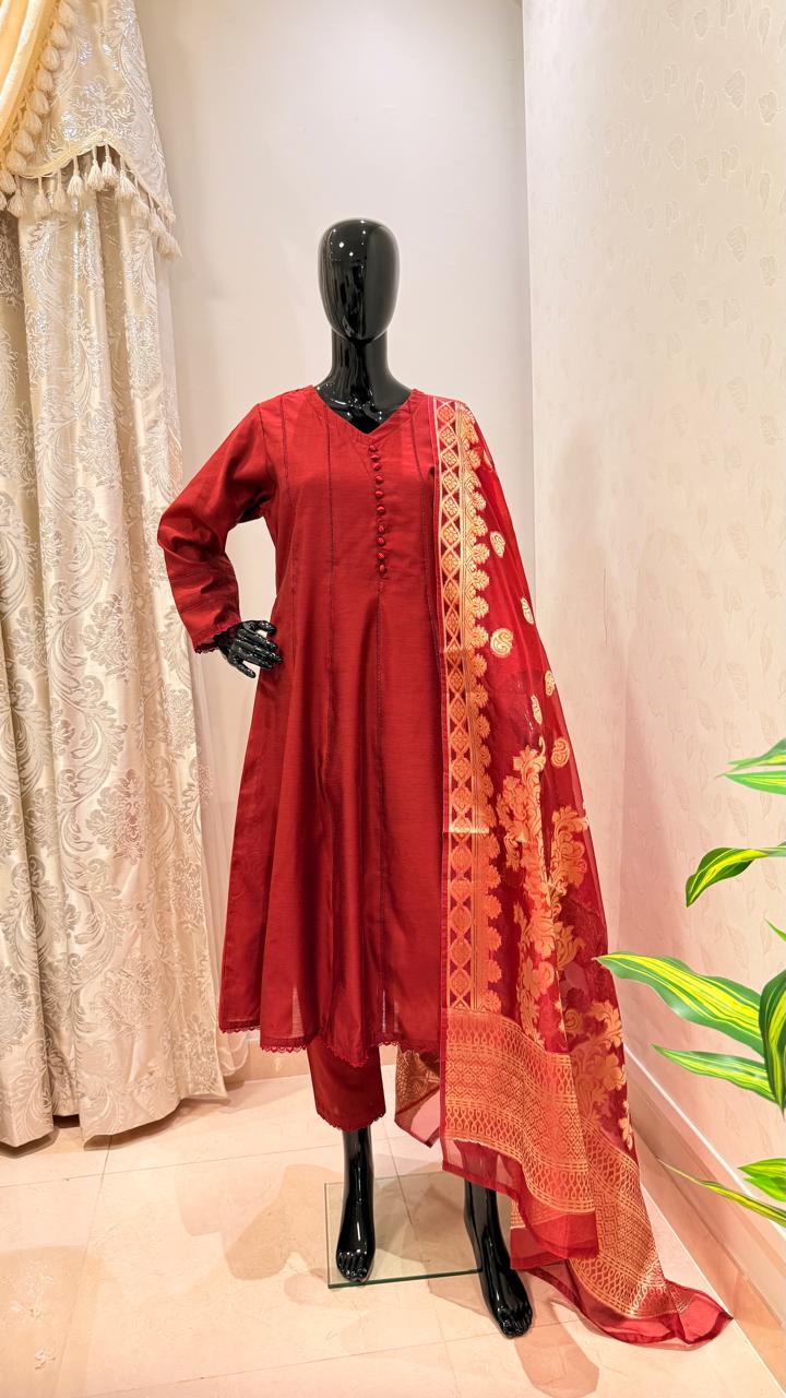 Maroon traditional ethnic suit