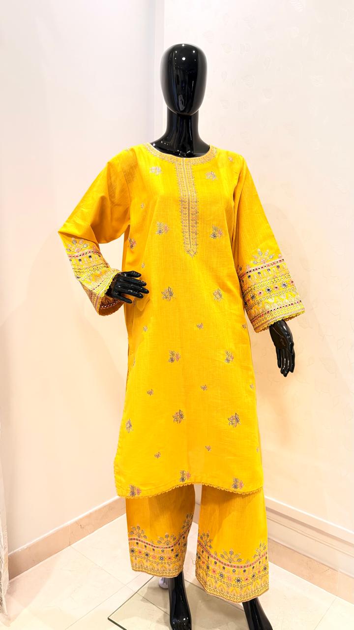 Yellow Embroidered Kurta Set