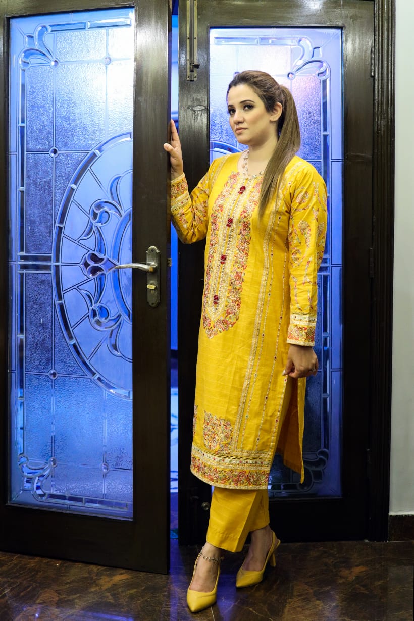 Yellow Embroidered Traditional Suit