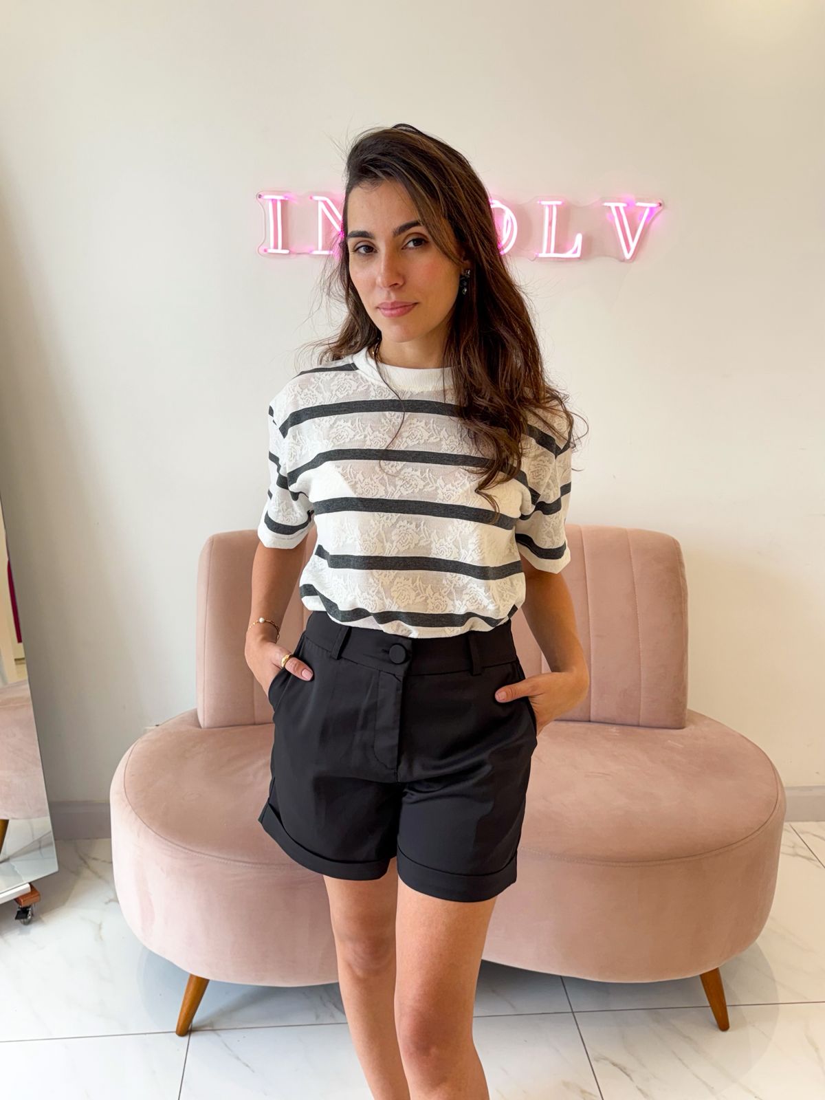 T-shirt renda listrada