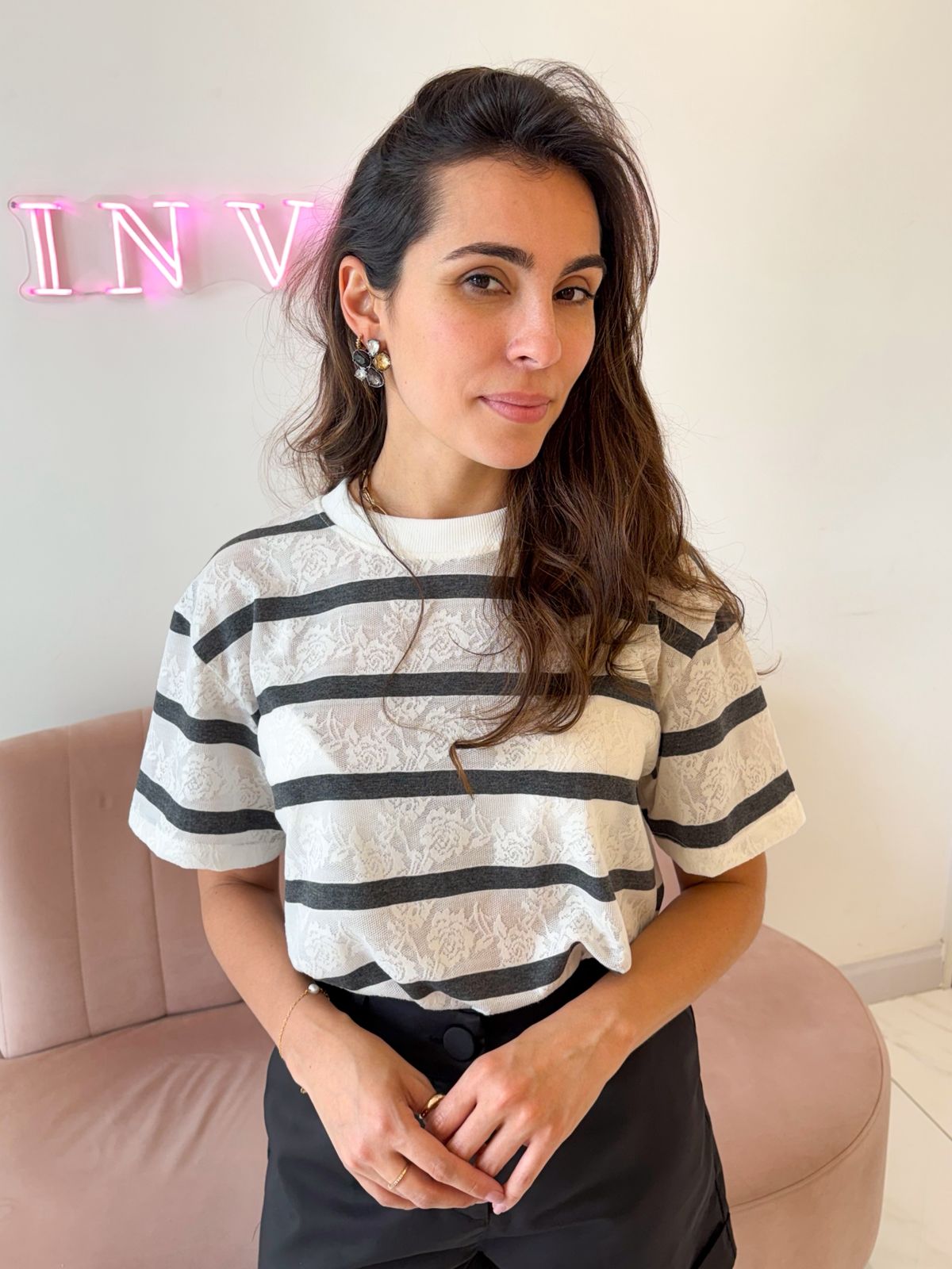 T-shirt renda listrada