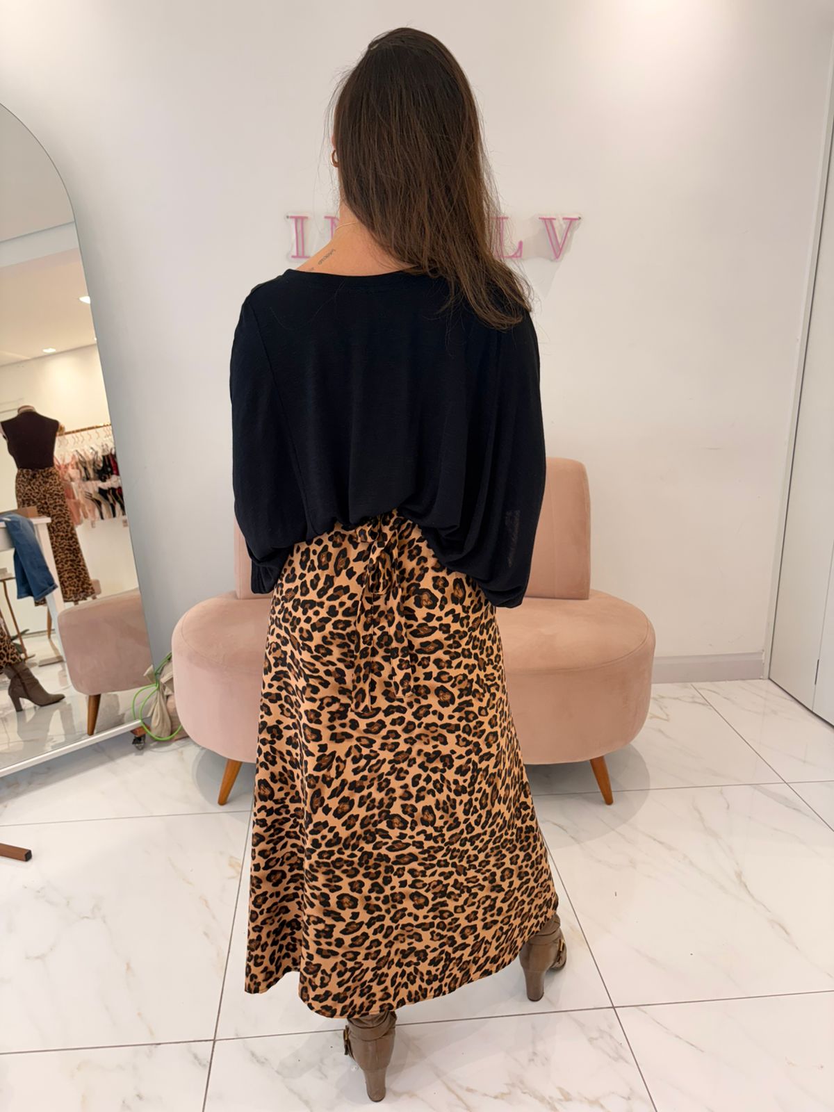 Saia midi animal print