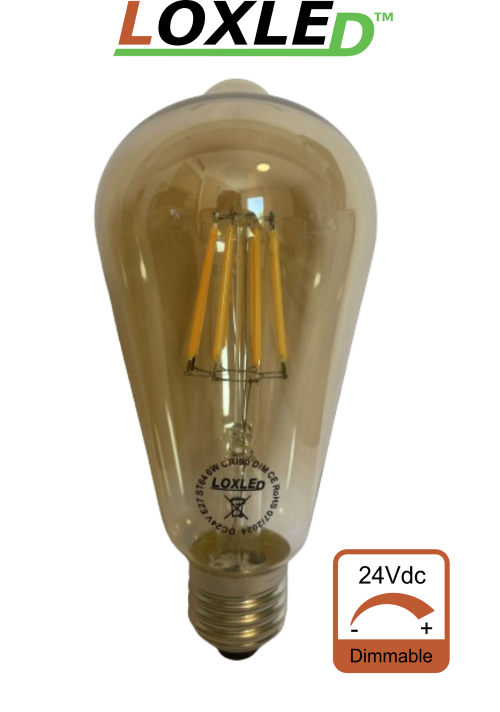 Ampoule LED E27 24V dimmable 6W ST64 - 3000°K