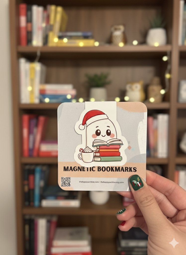 Ghost Christmas Magnetic Bookmark | Cozy Winter Reading Gift | Bookish Accessory for Book Lovers| Sticker