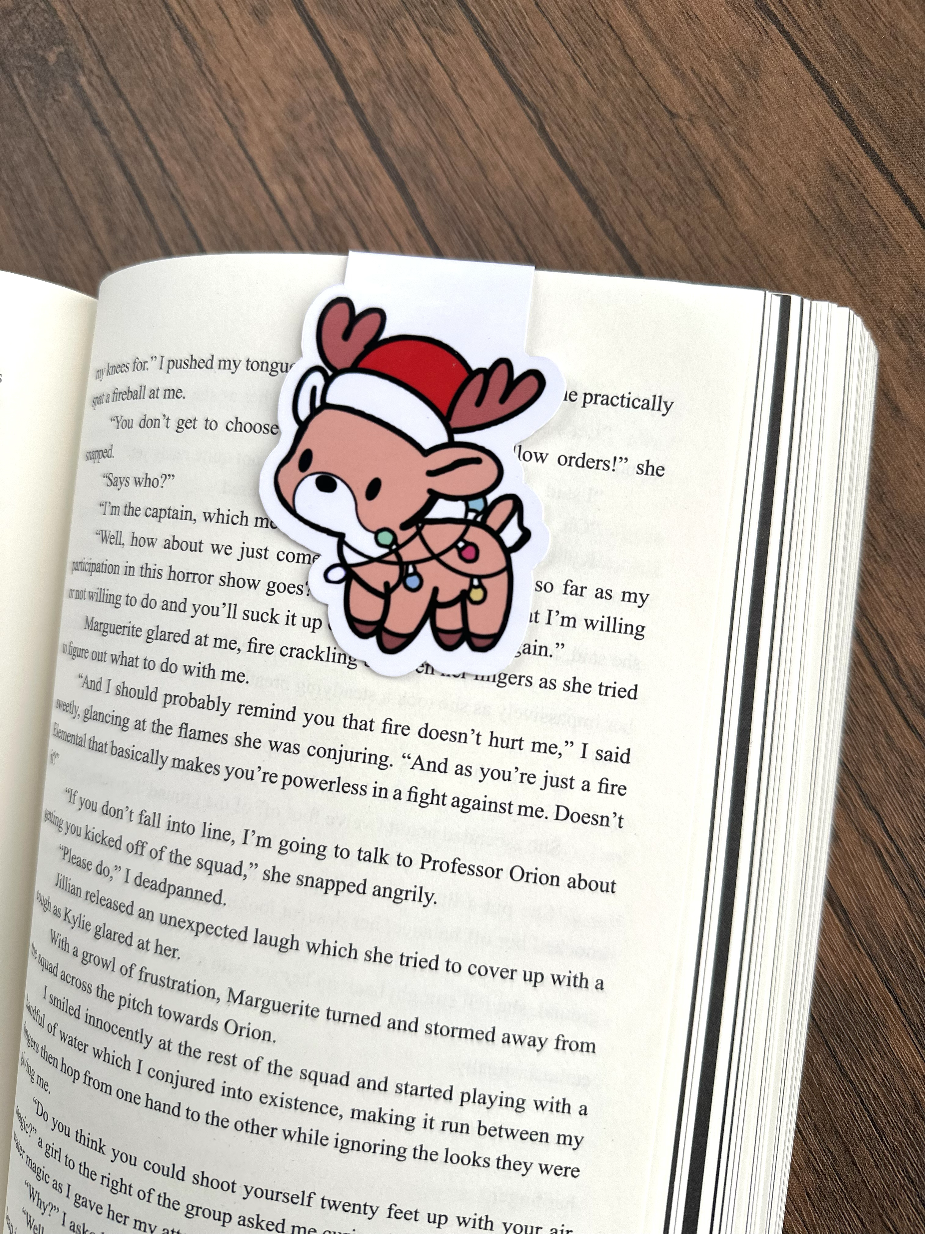 Holiday Reindeer Magnetic Bookmark – Cute Reindeer with Lights, Christmas Gift for Readers, Bookish Stocking Stuffer