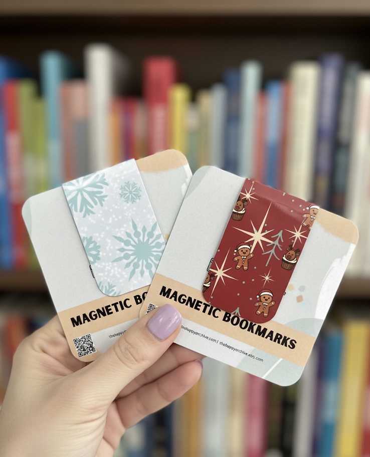 Holiday Magnetic Bookmarks Set of 2 β Snowflake and Gingerbread, Festive Reading Accessory, Cute Christmas Gift