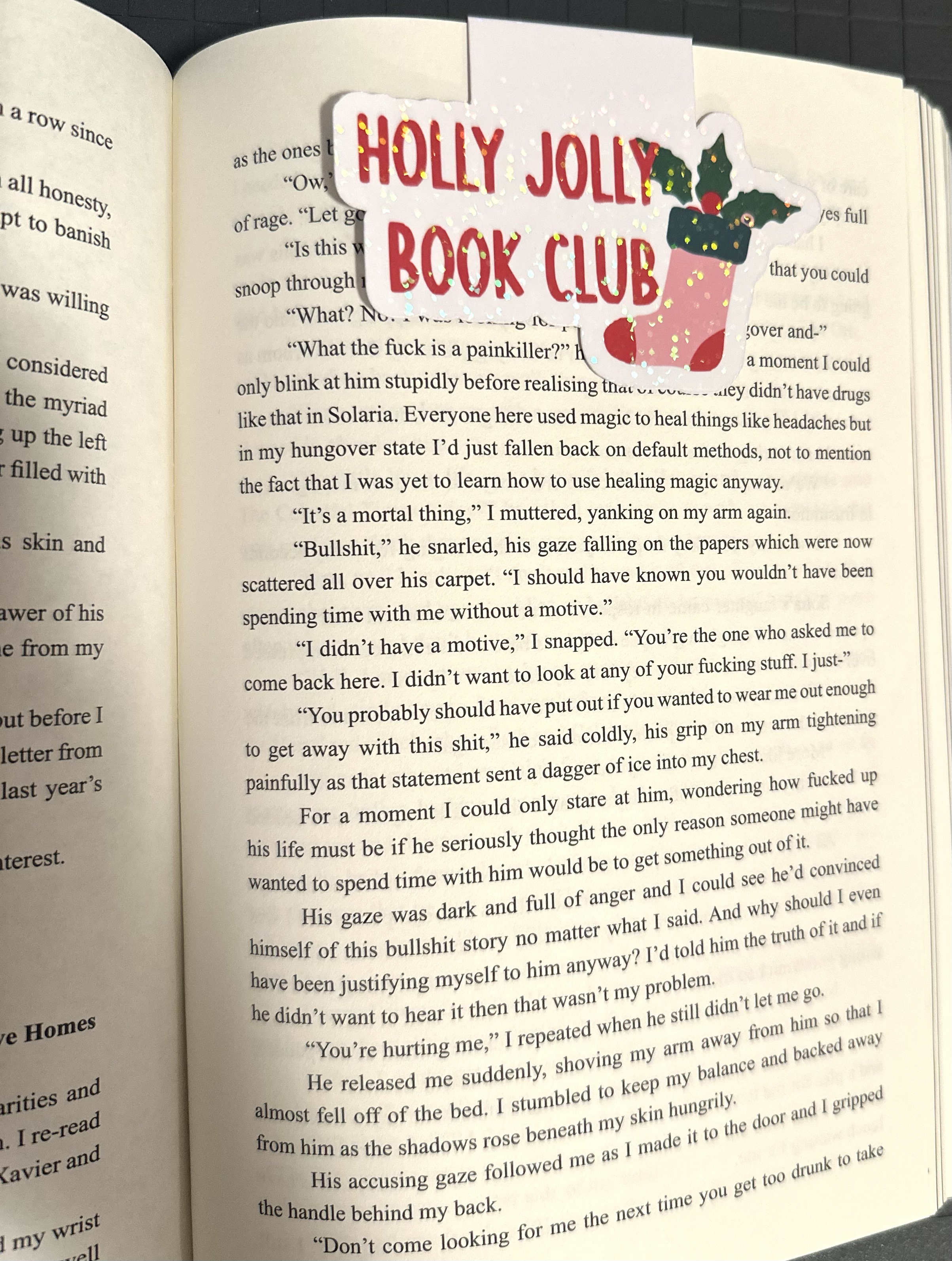 Holographic Holly Jolly Book Club Magnetic Bookmark, Christmas Book Lover Gift, Sparkly Holiday Reading Accessory| Sticker