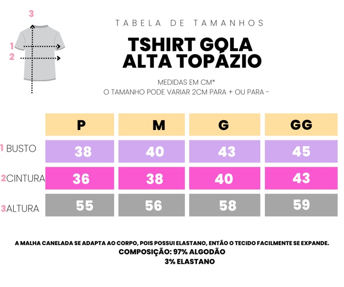 Tshirt Gola Alta Topázio