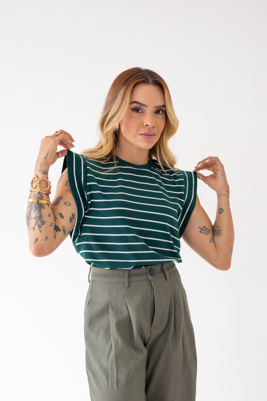 Muscle Tee Risca De Giz Verde Esmeralda