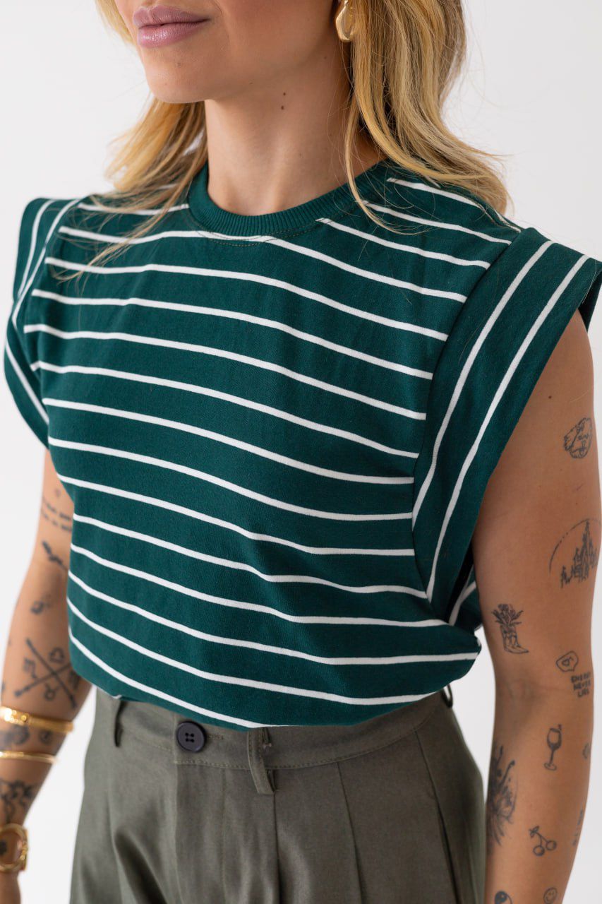 Muscle Tee Risca De Giz Verde Esmeralda