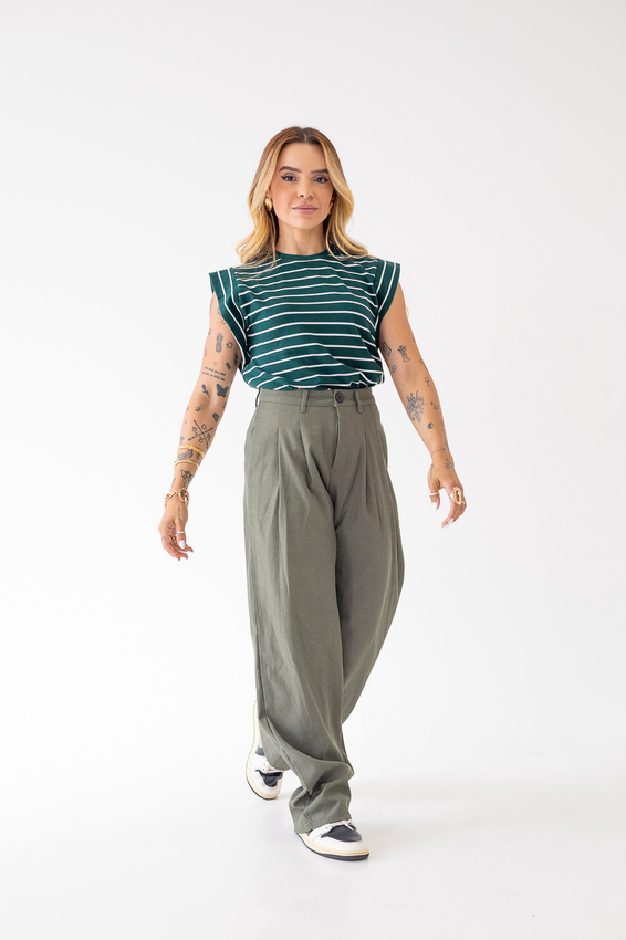 Muscle Tee Risca De Giz Verde Esmeralda