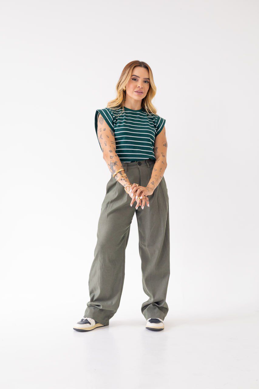 Muscle Tee Risca De Giz Verde Esmeralda