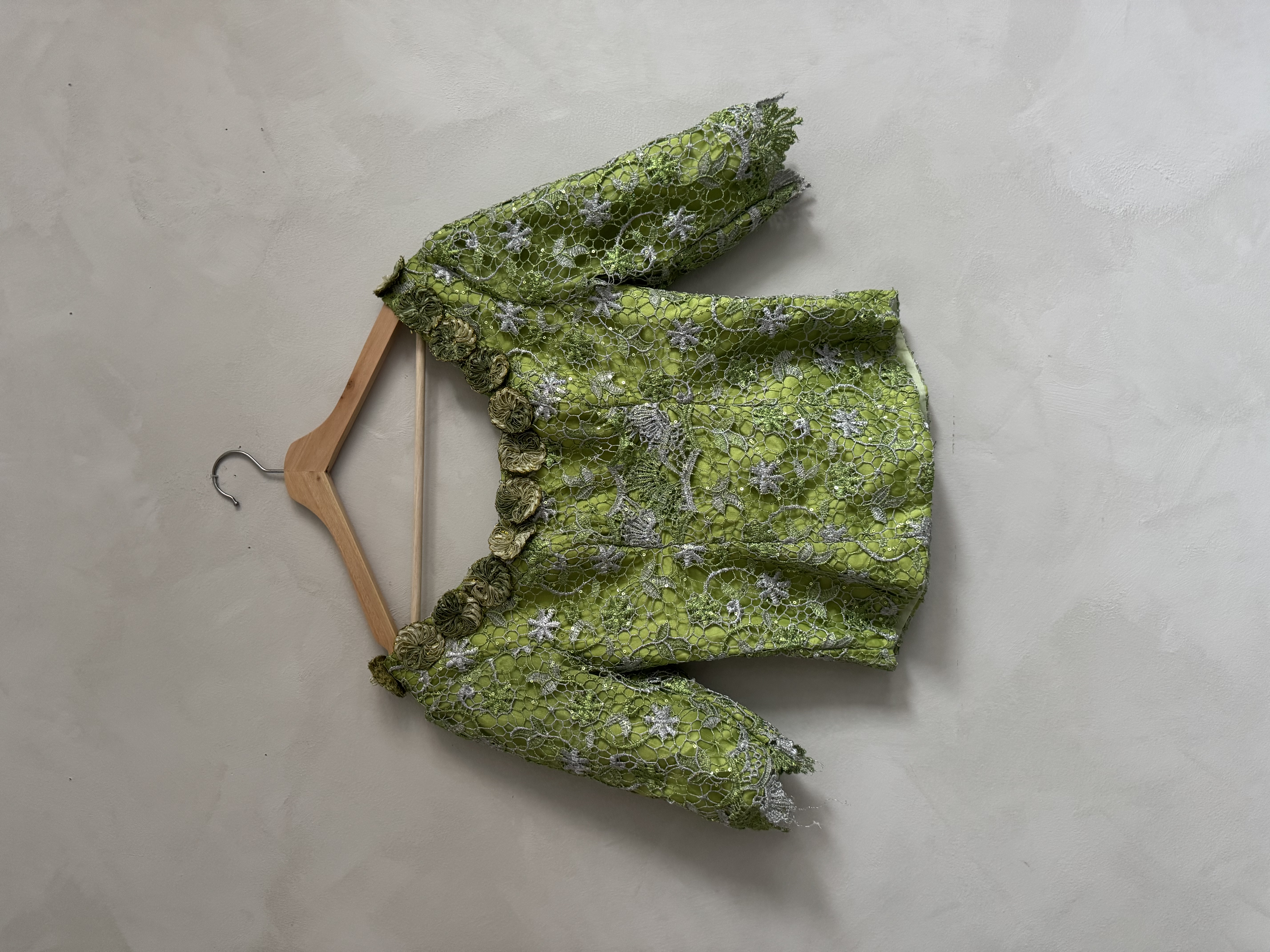 Green Floral Lace Blouse - strl medium