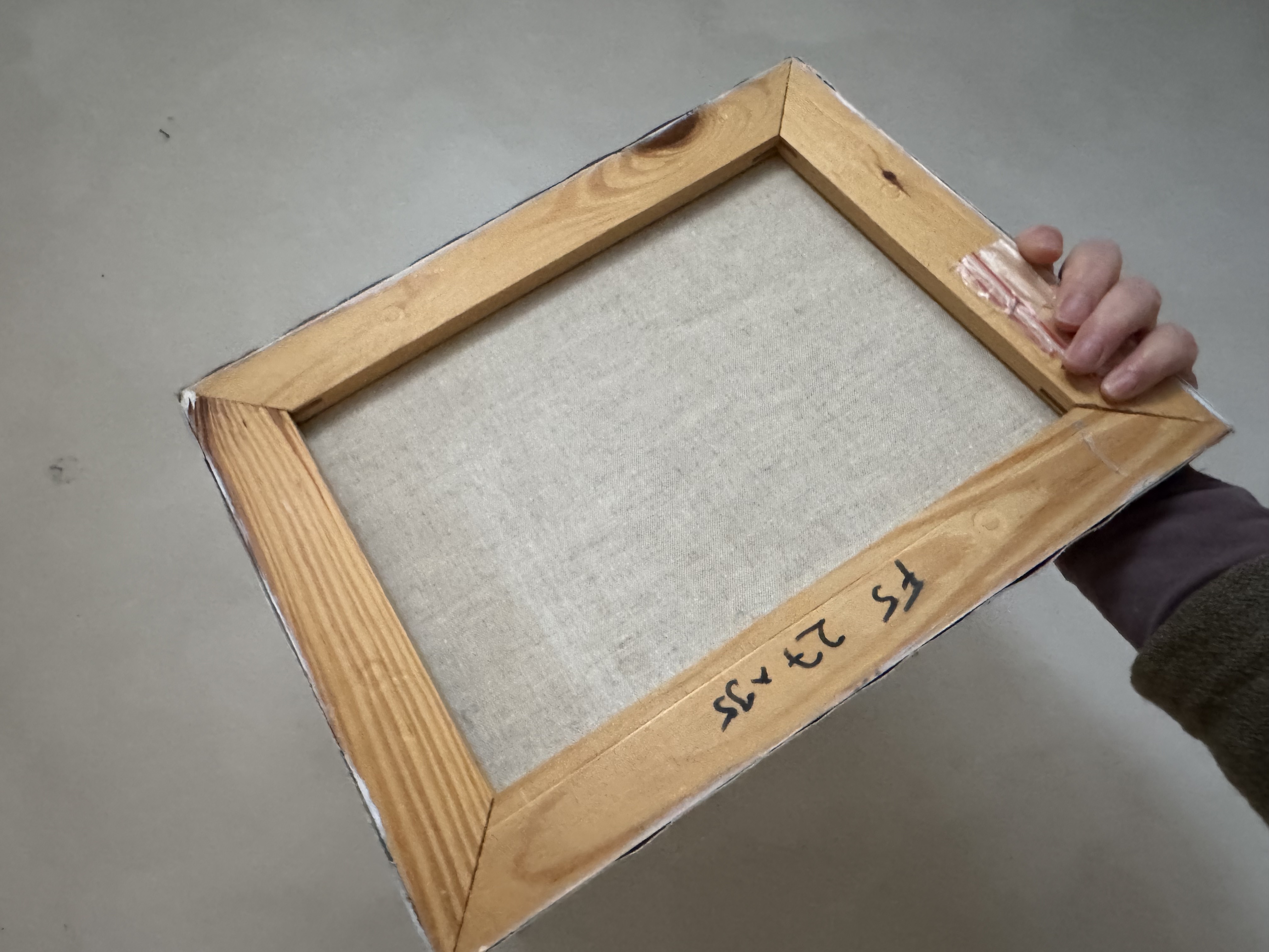 Abstract Gray Canvas Painting 35x27 cm