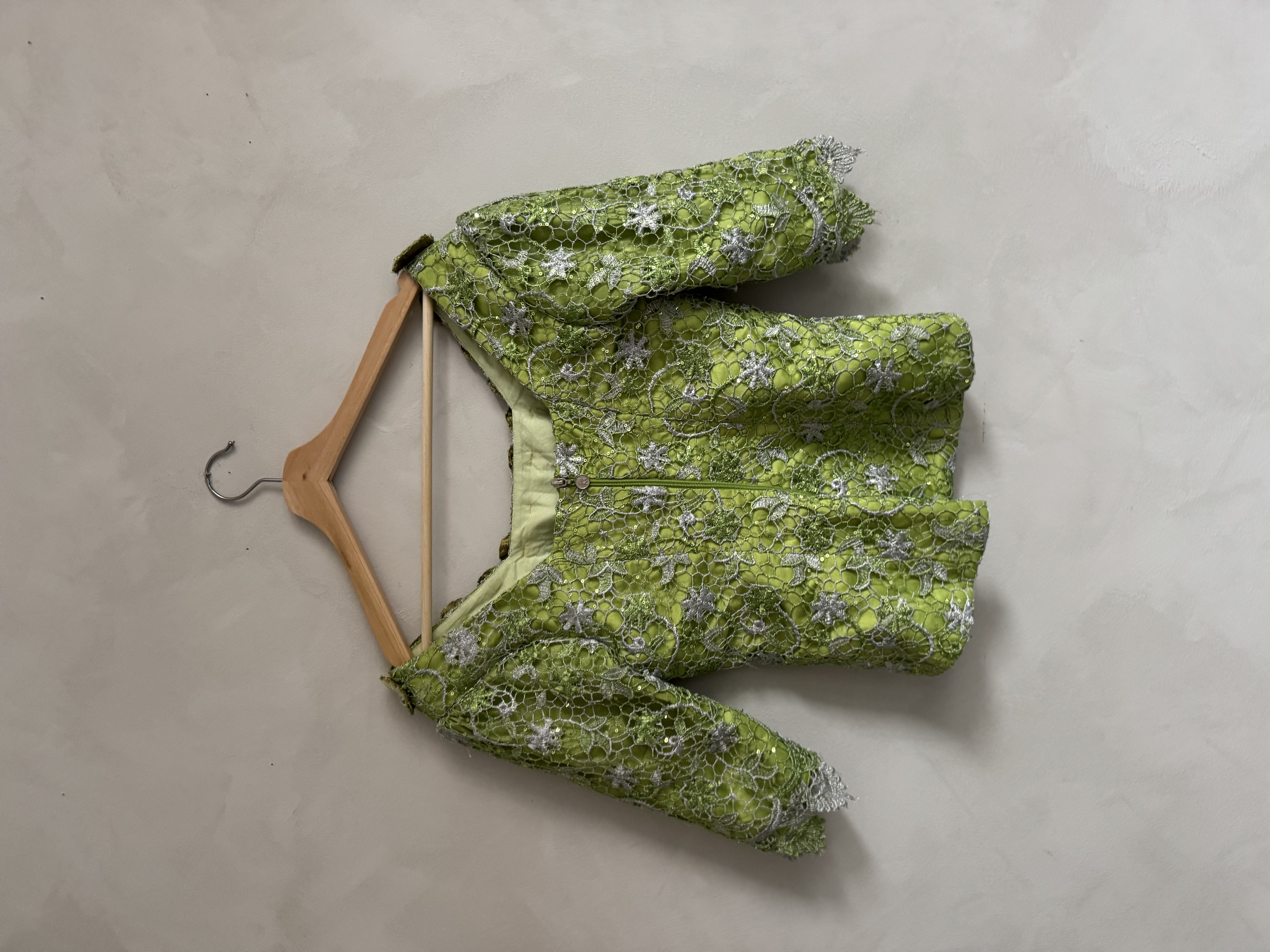 Green Floral Lace Blouse - strl medium