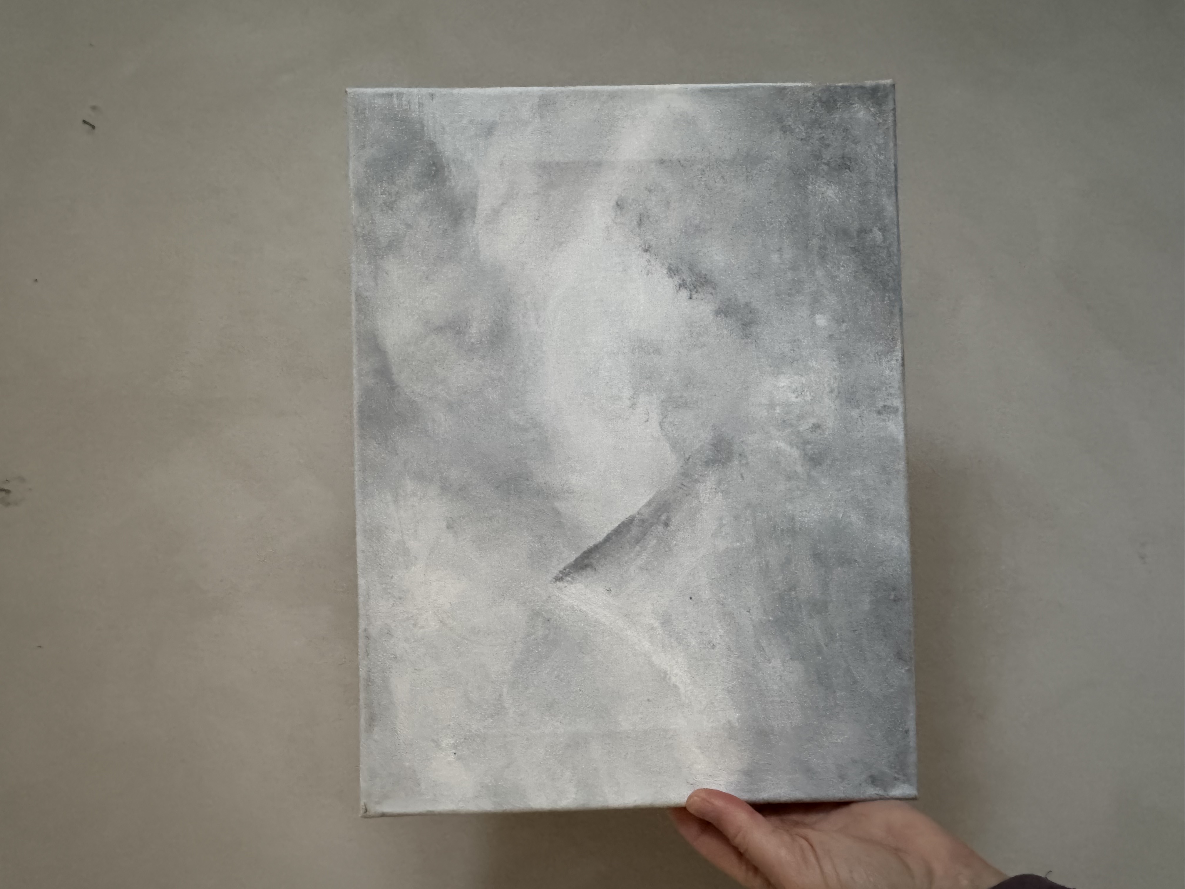 Abstract Gray Canvas Painting 35x27 cm