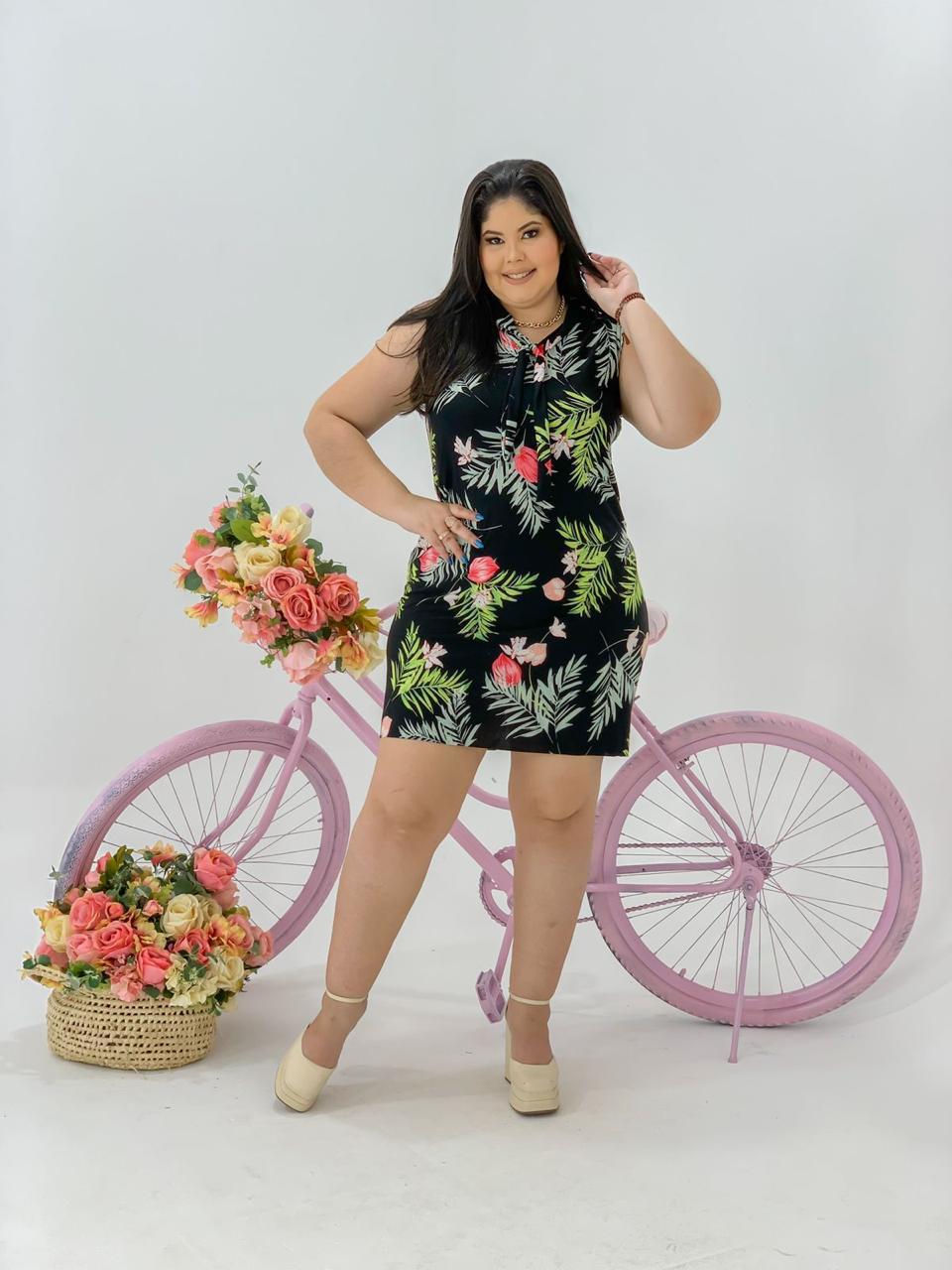 Floral Print Black Dress