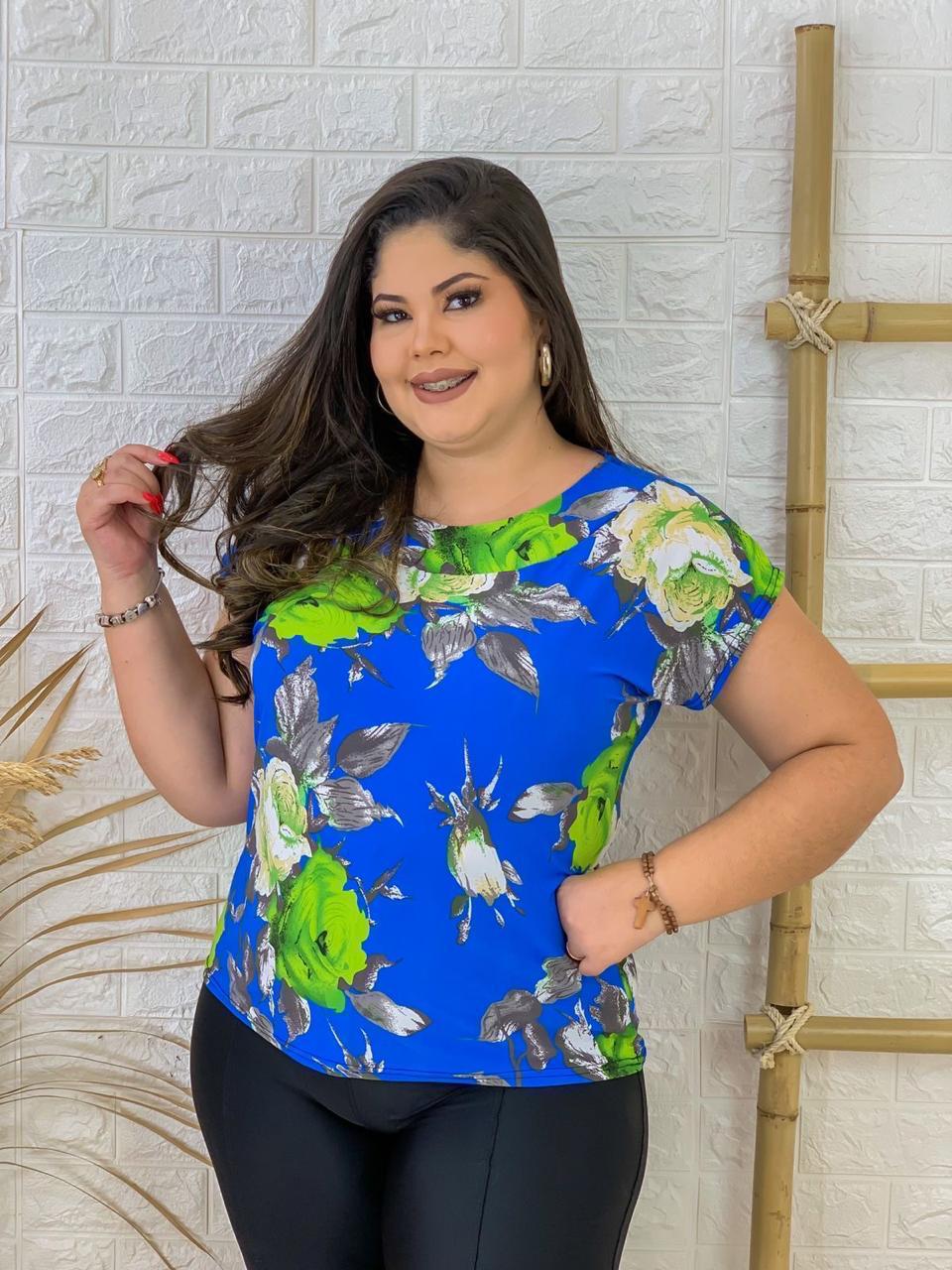Blue Floral Print T-Shirt