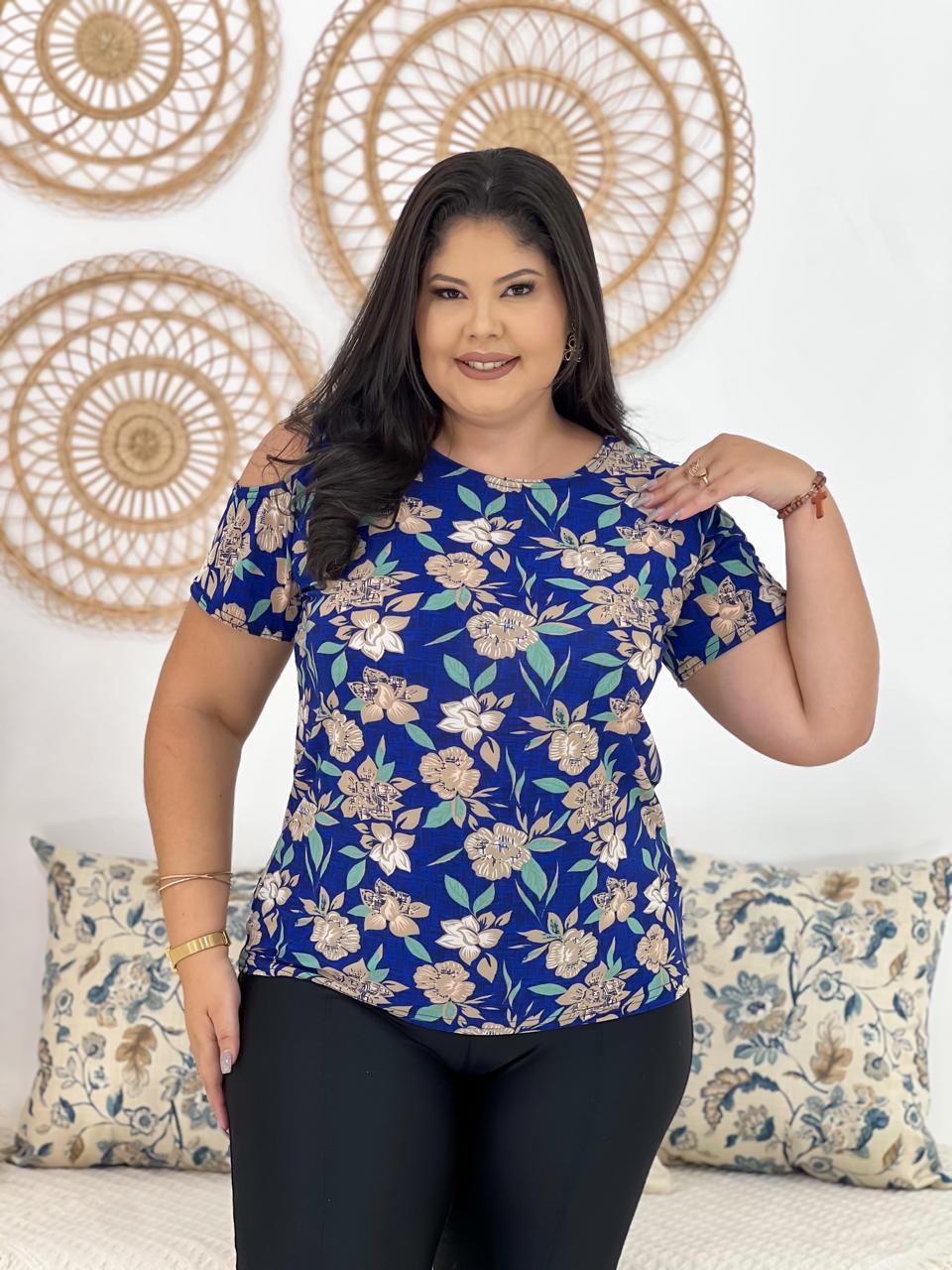 Blue Floral Print T-Shirt