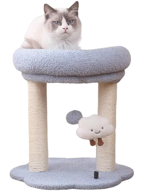Cat Scratching Post with Plush Bed
