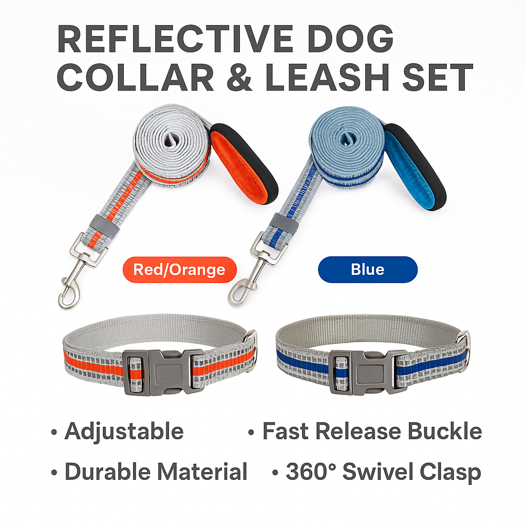 Reflective Dog Collar & Leash Set