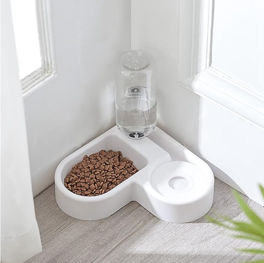 Corner Pet Feeder With Automatic Water Dispenser