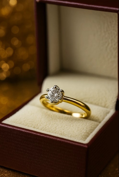 Gold Diamond Solitaire Ring SKUZGS-51214789