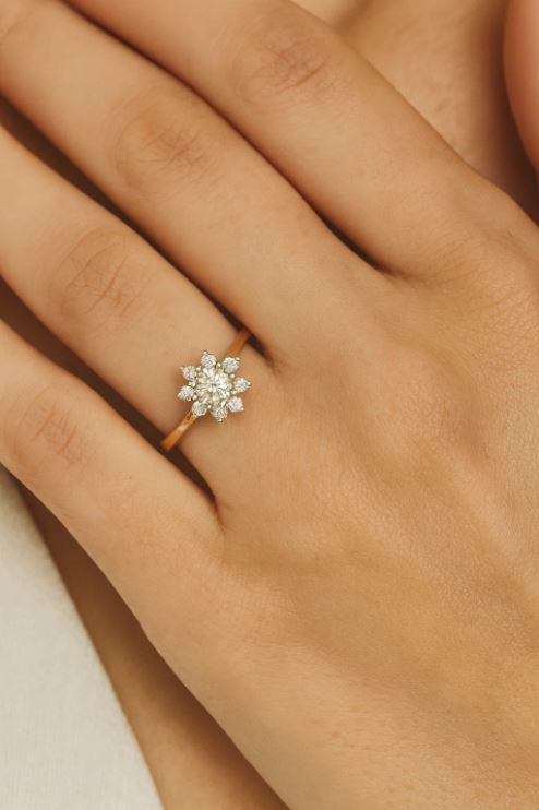 Gold Diamond Flower Ring SKUZGS-51214790