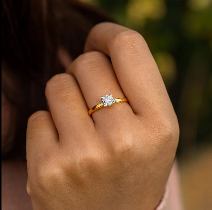 Gold Diamond Solitaire Ring SKUZGS-51214792