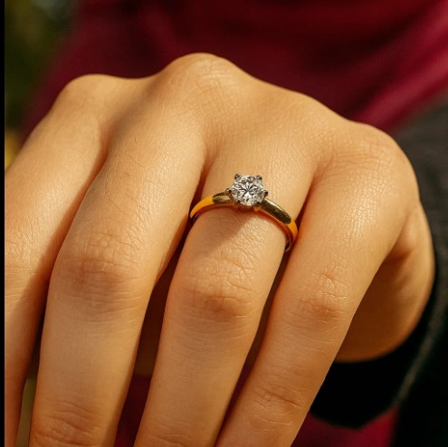 Gold Diamond Solitaire Ring SKUZGS-51214789