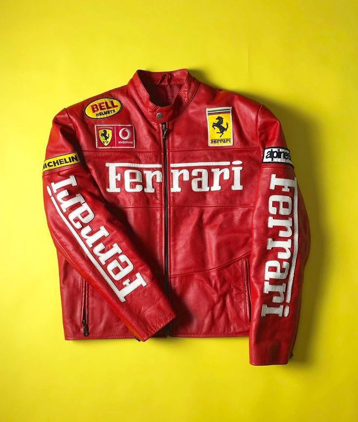 Ferrari Embroidery Leather Premium Jacket Red