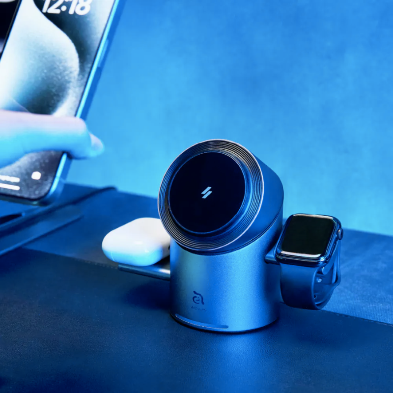 Adam Elements Mag Tube 3-in-1 Qi2 Intelligent Charging Station