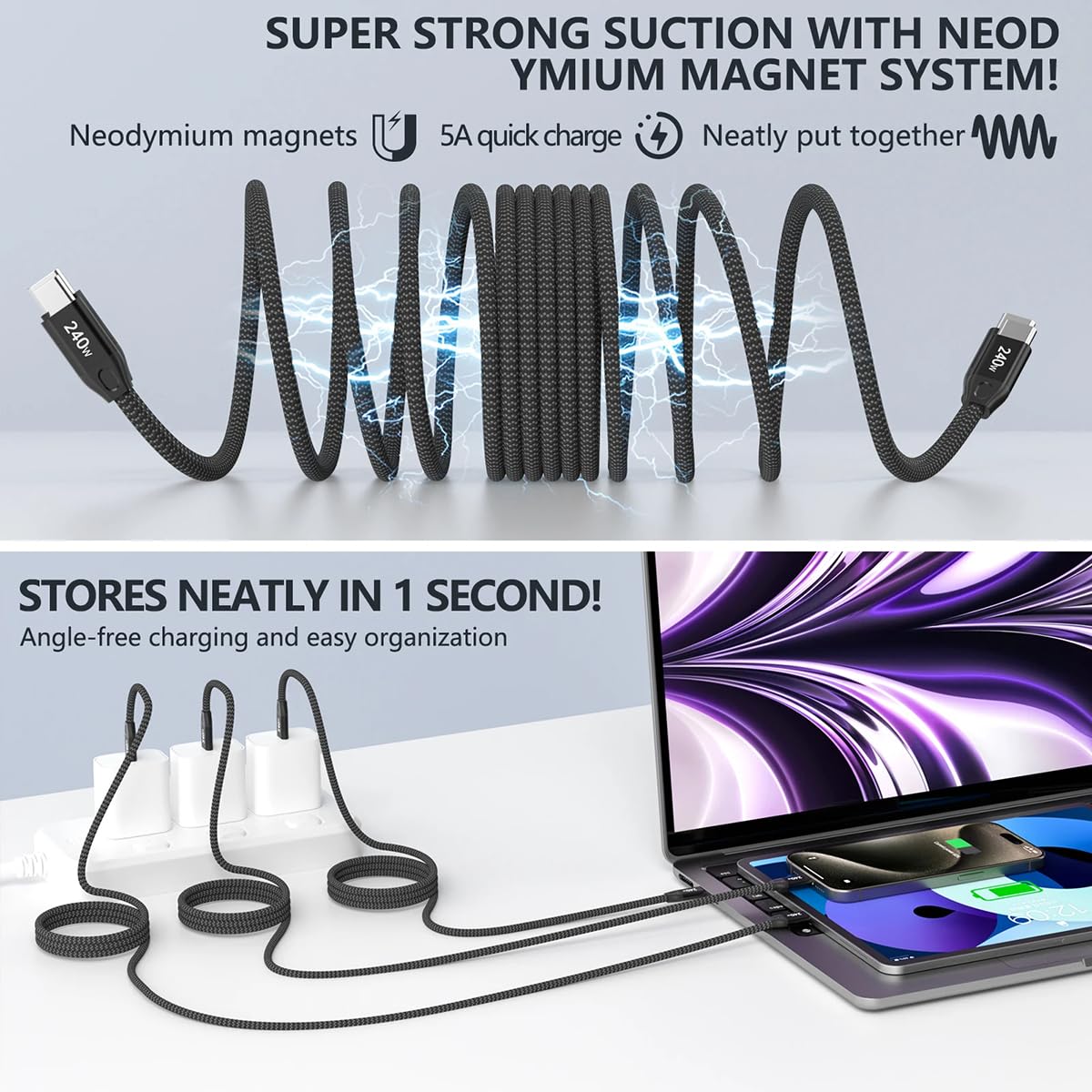 Adam Elements MP200 USB-C Magnetic Cable 240W