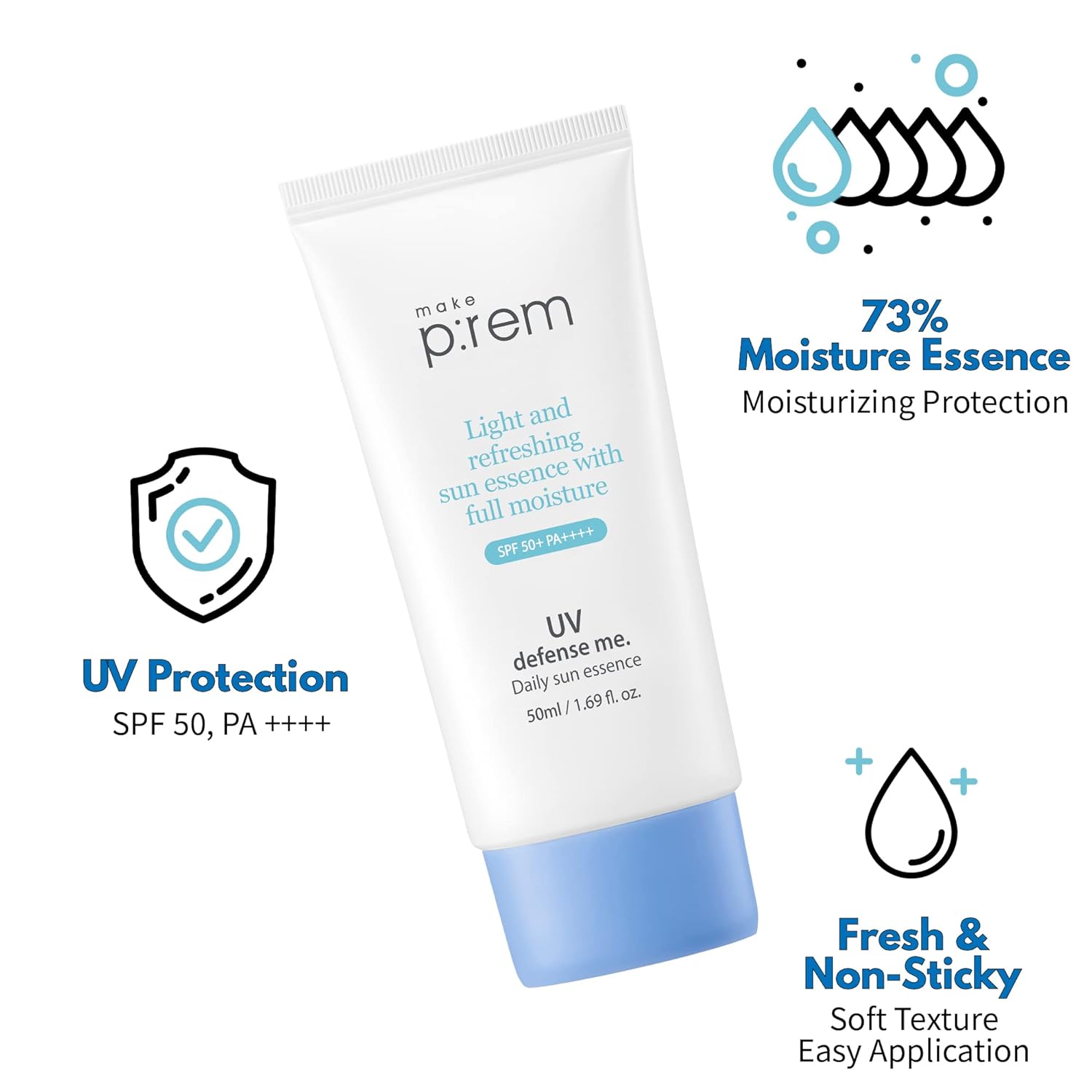 Make Prem - UV Defense Me. Daily Sun Essence SPF50+ PA++++ - 50ml