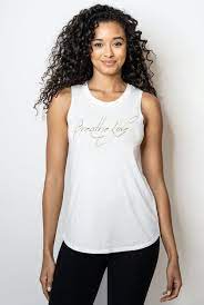 White Sleeveless Graphic Tank Top
