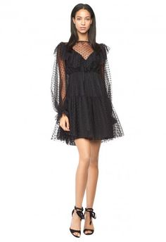 Black Polka Dot Mesh Dress