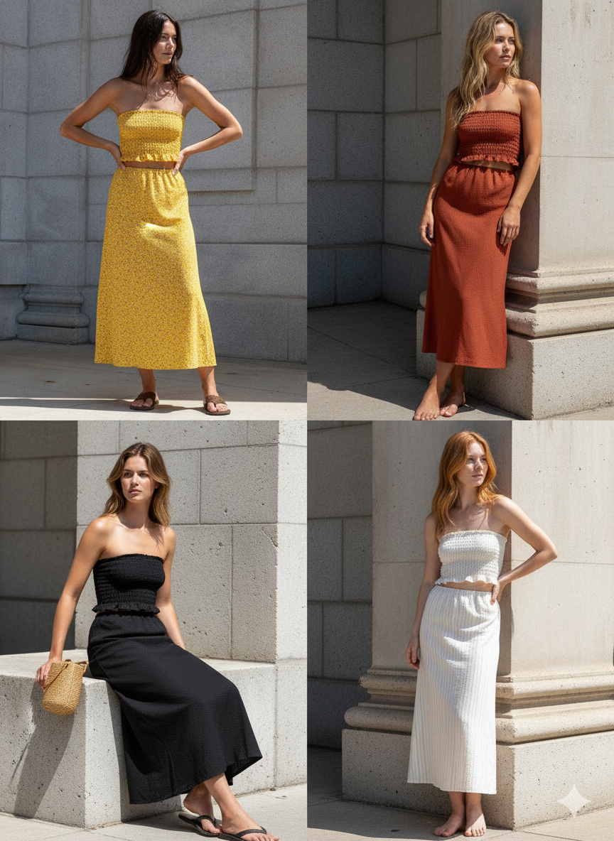 Blue Two-Piece Smocked Outfit