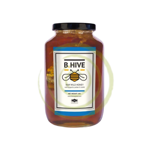 B. Hive Raw Wild Honey Pure honey with propolis, pollen & comb 1KG