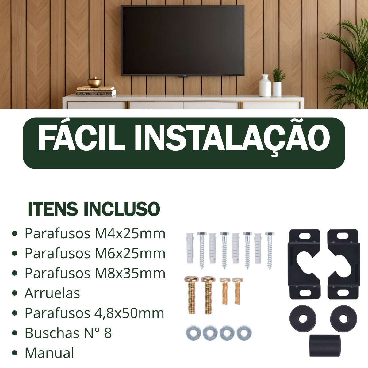 Suporte Fixo Tv Led Lcd 20 24 32 40 42 50 55 60 65 70 75 80 Polegadas