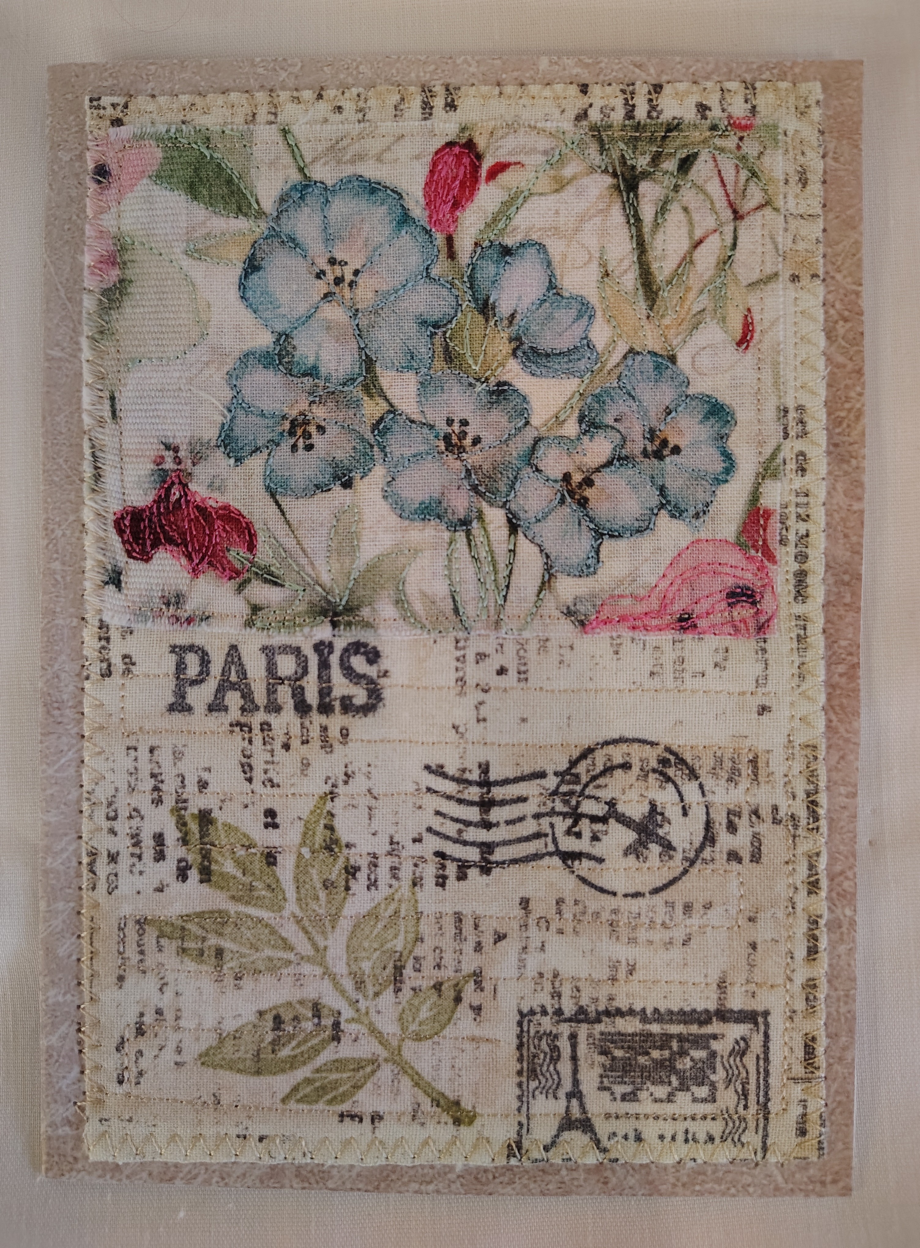 Paris Floral Vintage Quilted Greeting Card