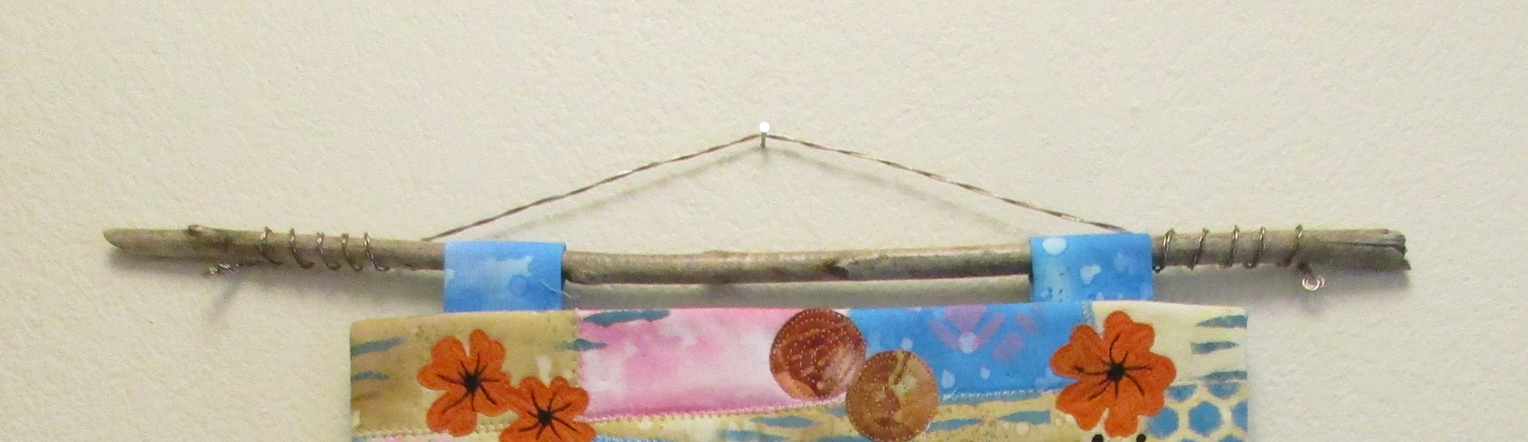 Quilted Floral Fiber Art Wall Hanging