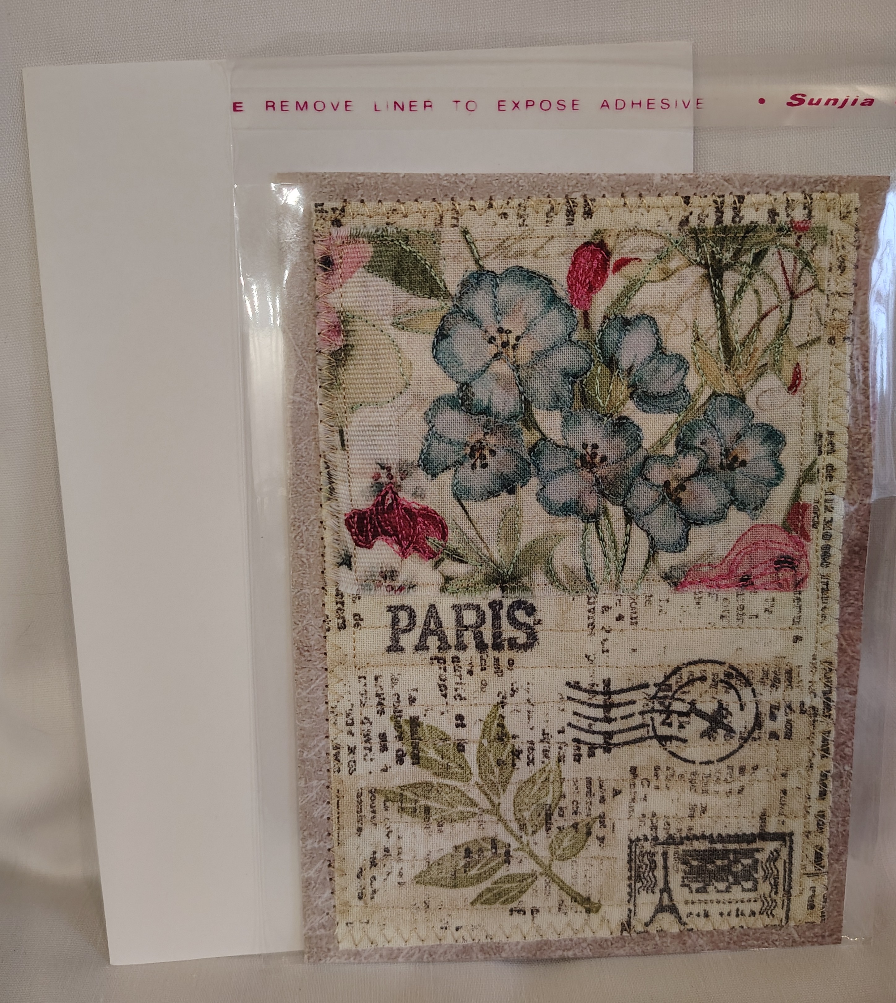 Paris Floral Vintage Quilted Greeting Card