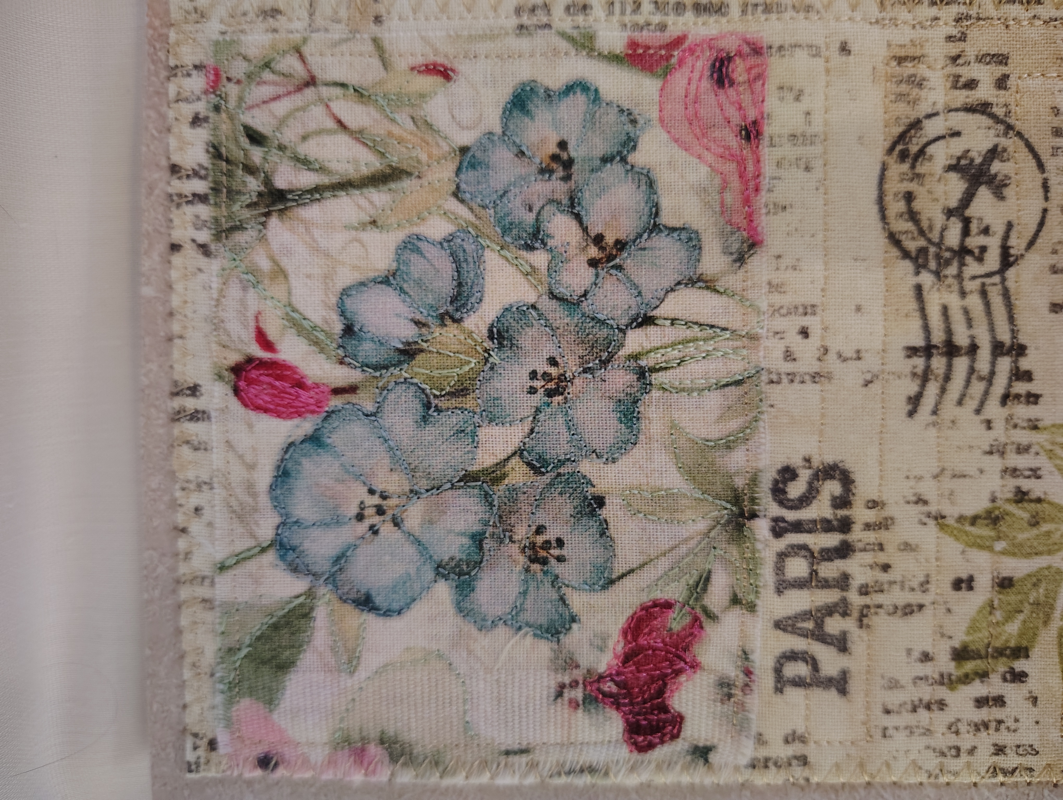 Paris Floral Vintage Quilted Greeting Card