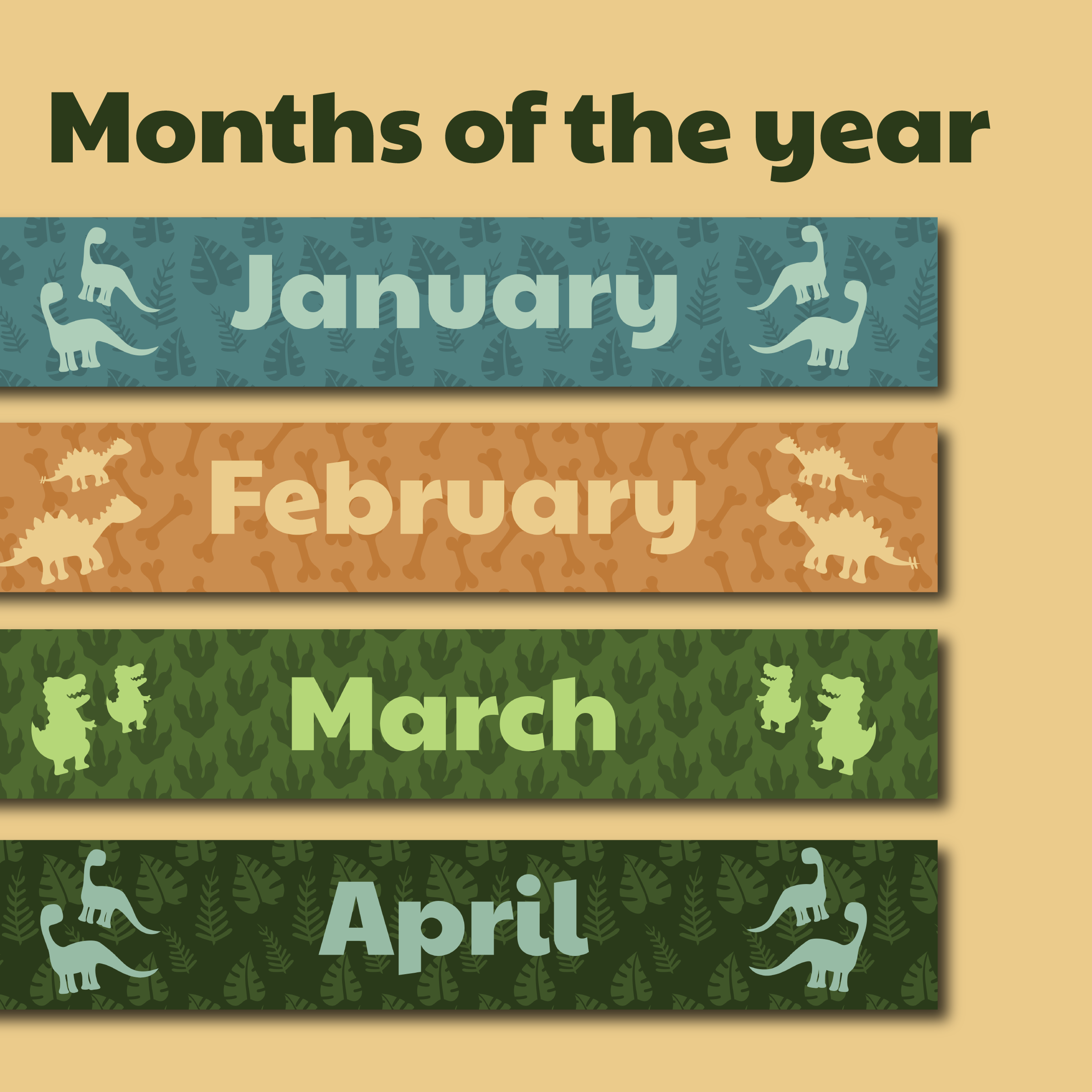 Dinosaur Classroom Calendar Months, Days & Years